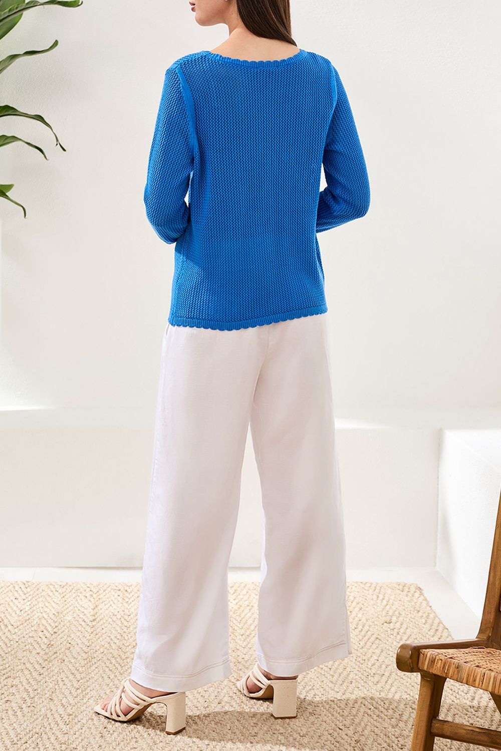 Sweater Open Knit Cotton Crew neck