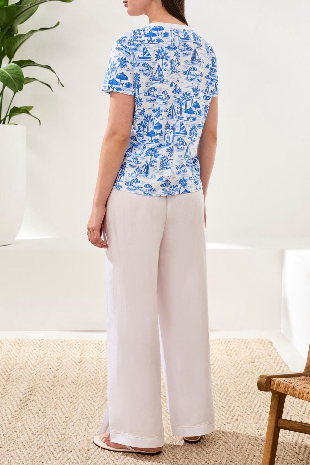 Top Crew neck Printed slub Texture