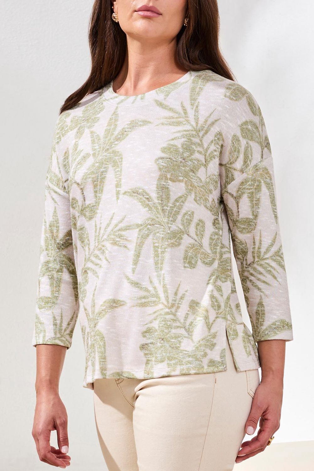 Top 3/4 Sleeve Crew Neck, Colour: KiwiZest, Size: S