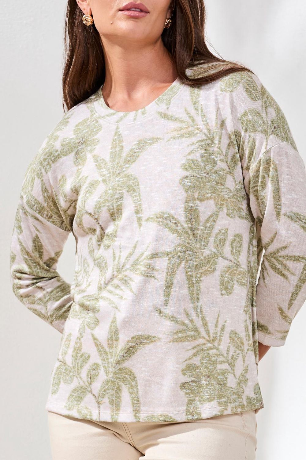 Top 3/4 Sleeve Crew Neck