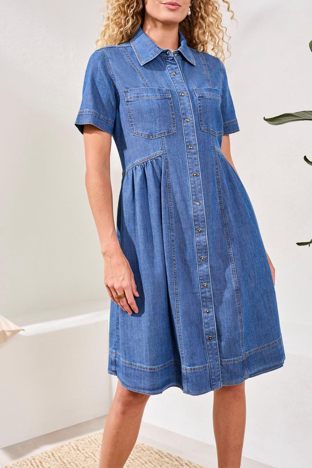 Dress Denim Button down Flowy, Colour: FjordBlue, Size: M