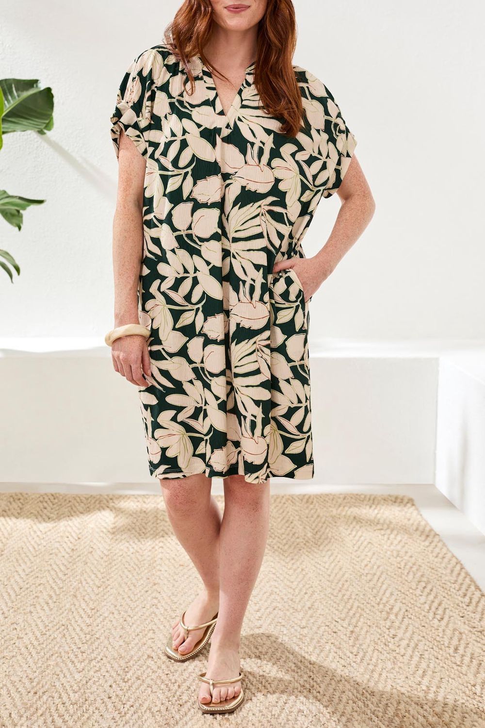 Dress Knit with Ruffle Sleeves and Pockets