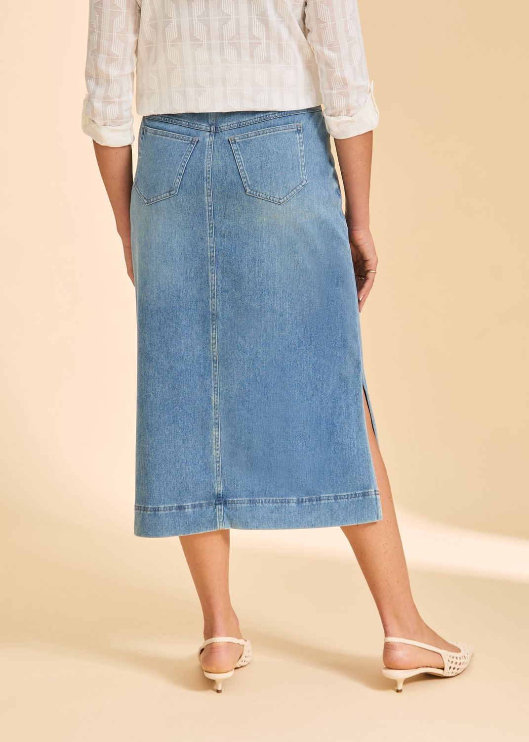 Skirt Denim Pull on Side Slits
