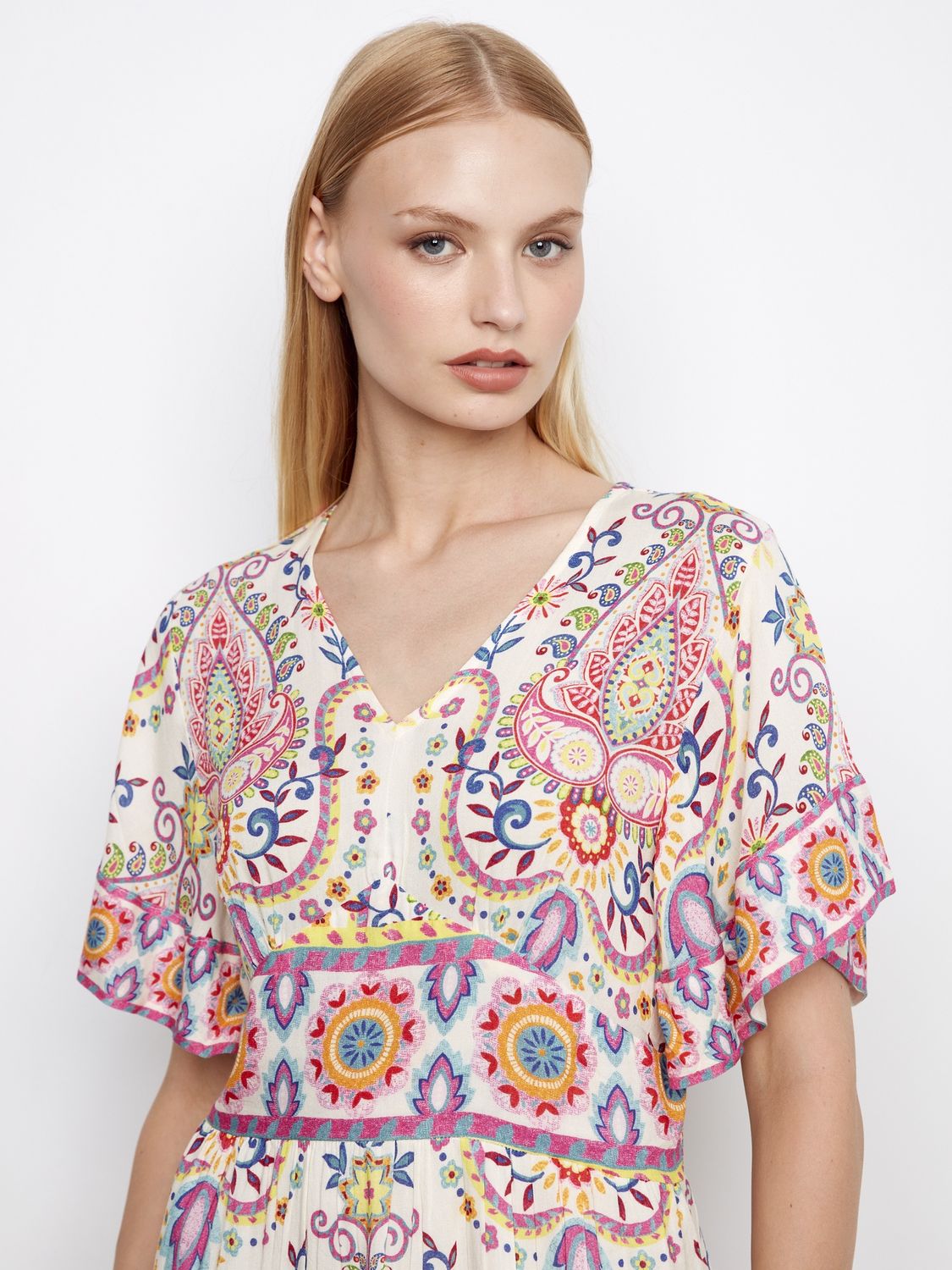 Dress Border Print flutter Sleeve