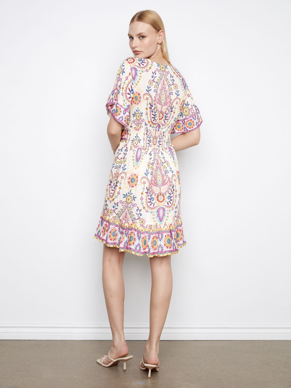 Dress Border Print flutter Sleeve