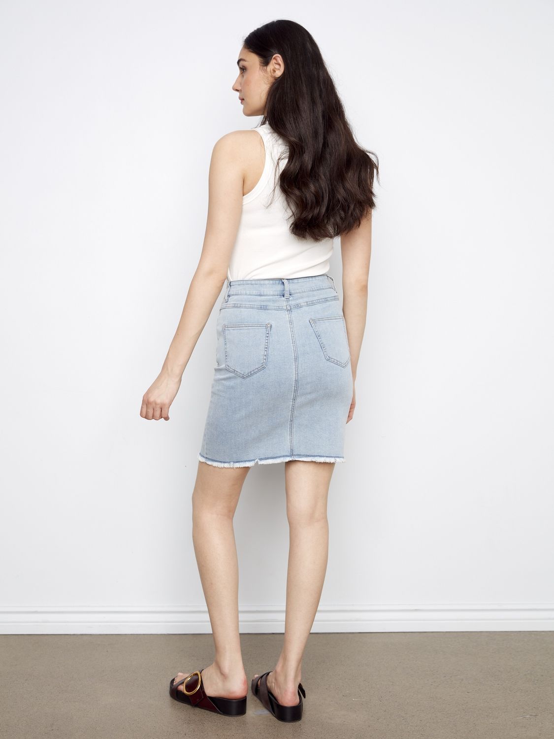 Skort Denim with Frayed Hem