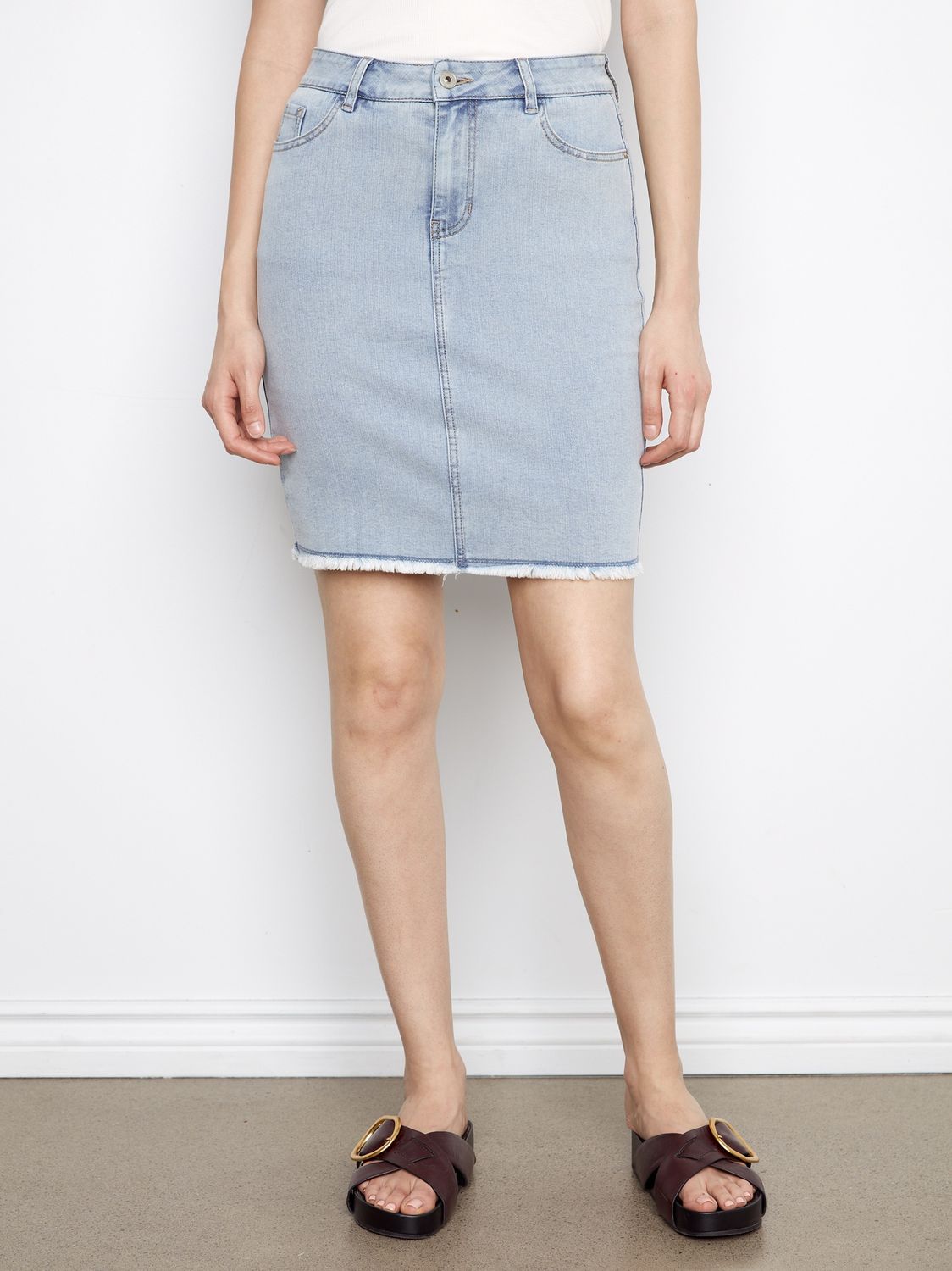Skort Denim with Frayed Hem, Colour: Bleach Blue, Size: 6