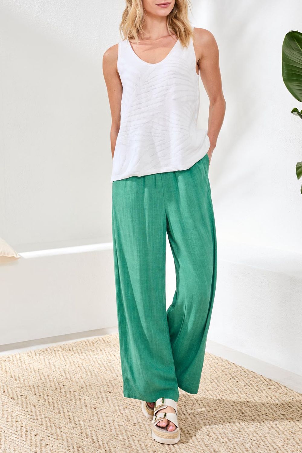 Sweater Tank Combed Cotton V-Neck