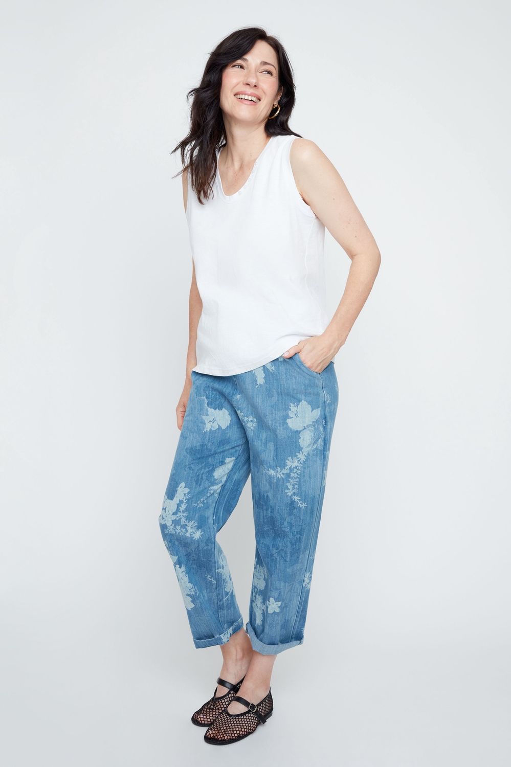 Pant Pull on Woven Denim Print