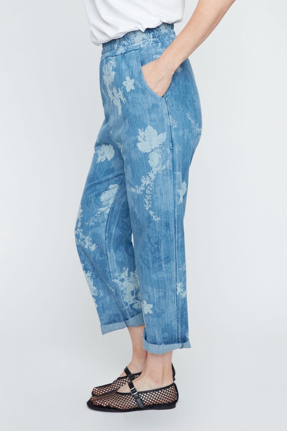 Pant Pull on Woven Denim Print