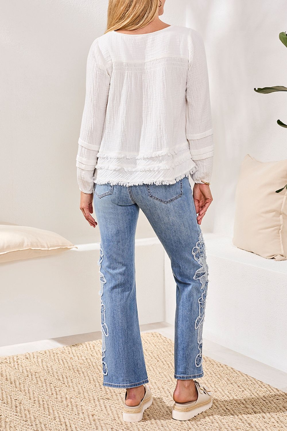 Blouse Long Sleeve Sleeve Cotton Gauze A-Line