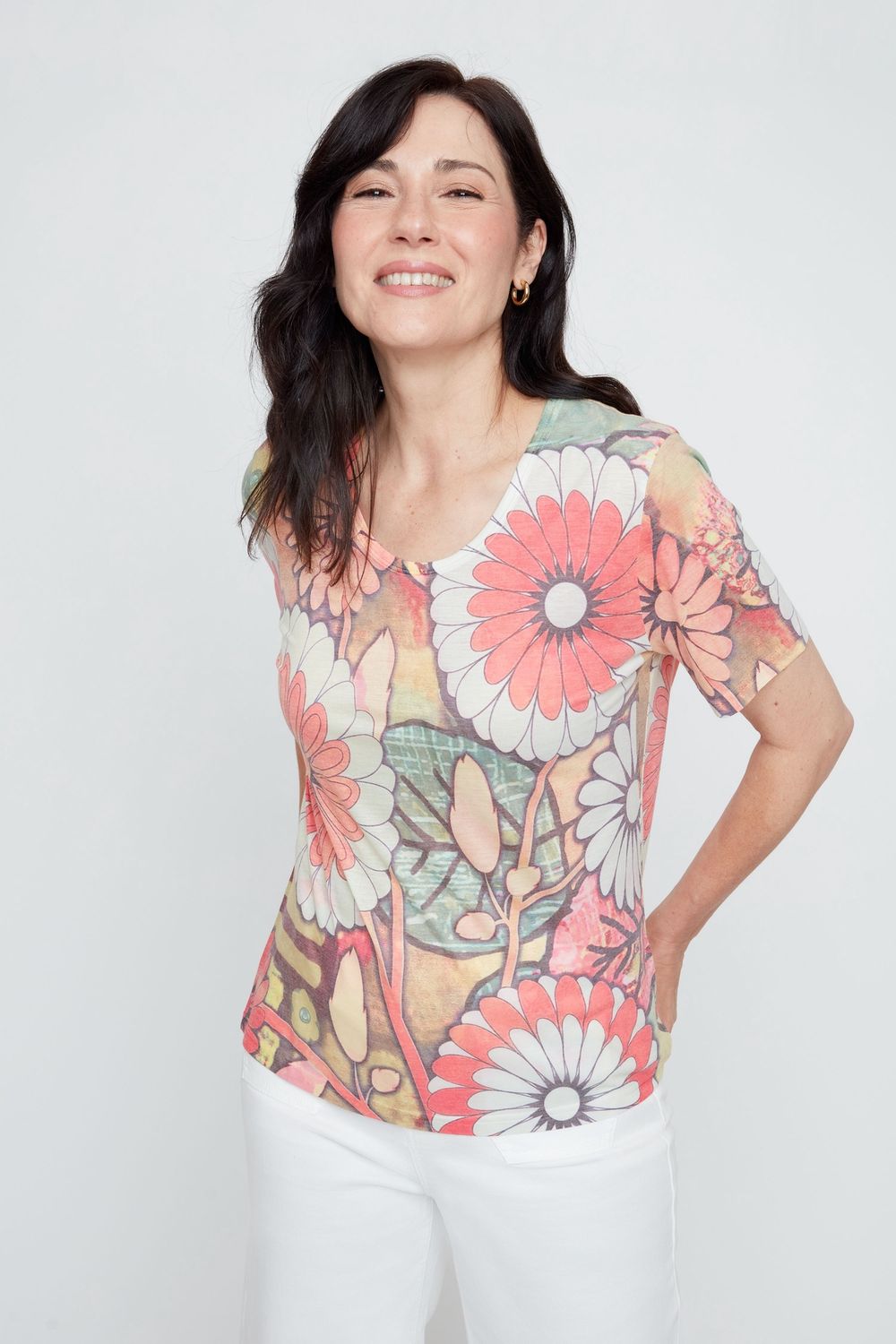 Top Short Sleeve Crew Floral