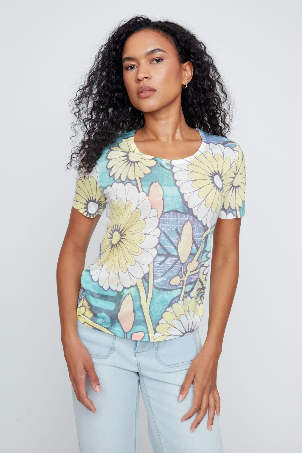 Top Short Sleeve Crew Floral