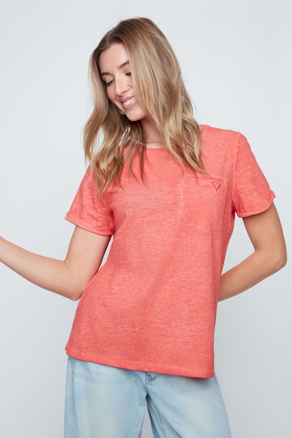 Tee Cotton with Pocket, Colour: Scarlet, Size: S