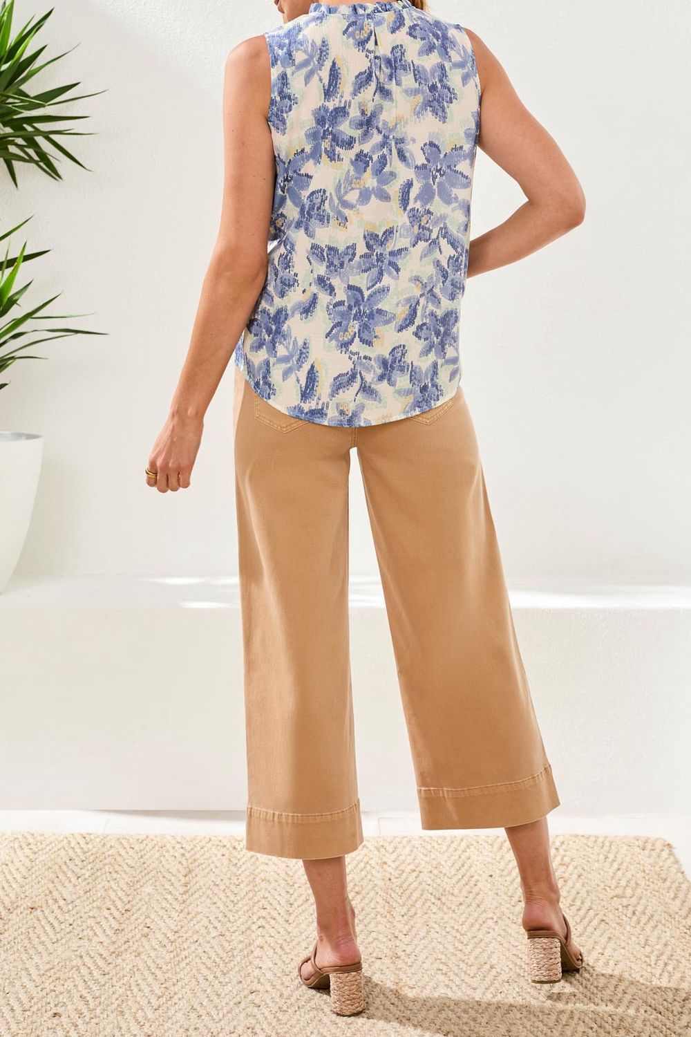 Blouse Printed Frill Neck