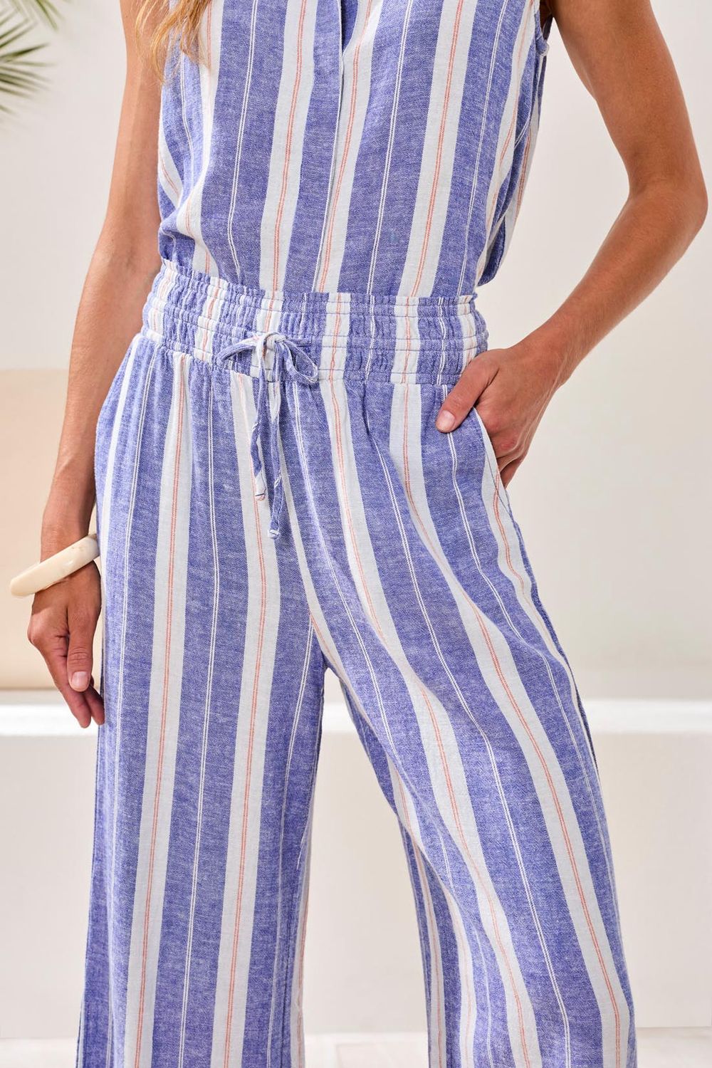 Pant Wide Leg Stripe Linen