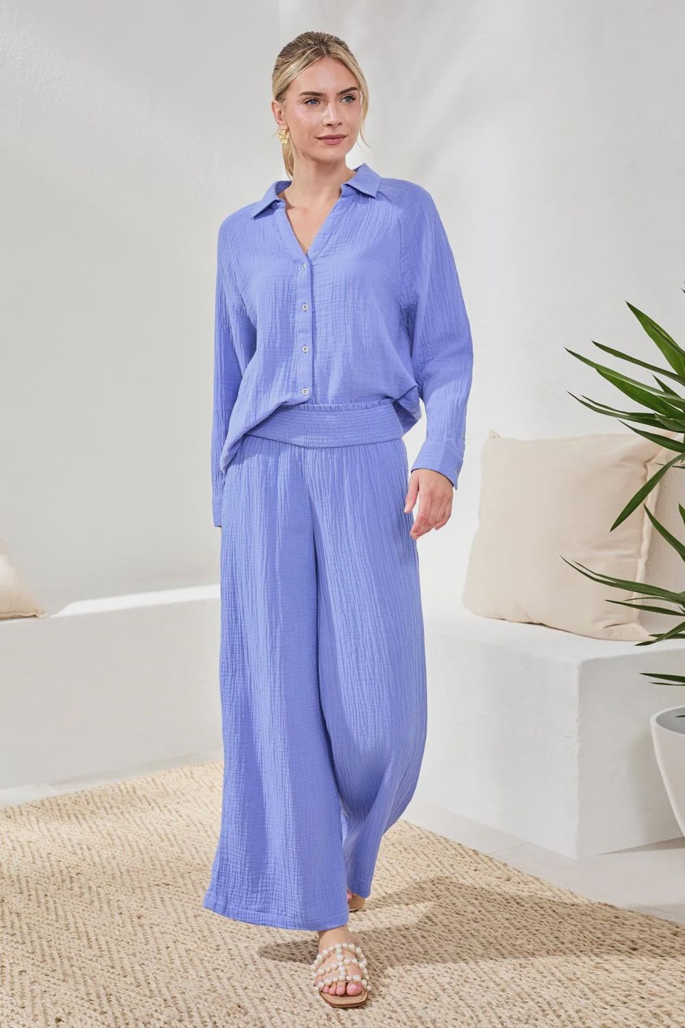 Pant Flare leg Crinkle Gauze