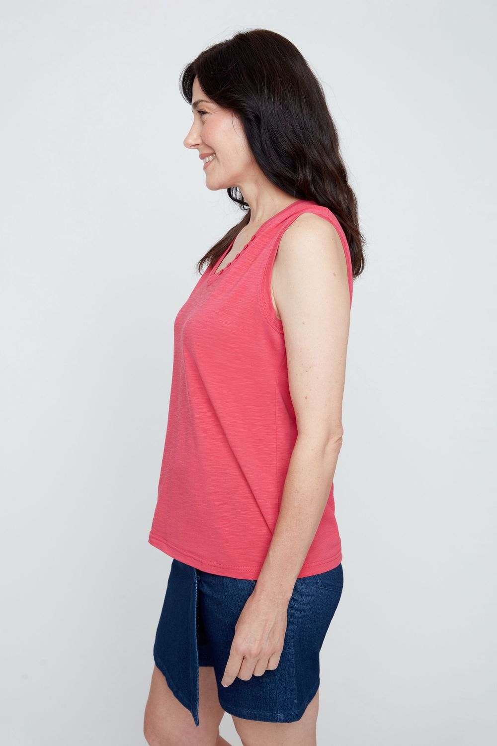 Tank  Knit Buttons at Neck