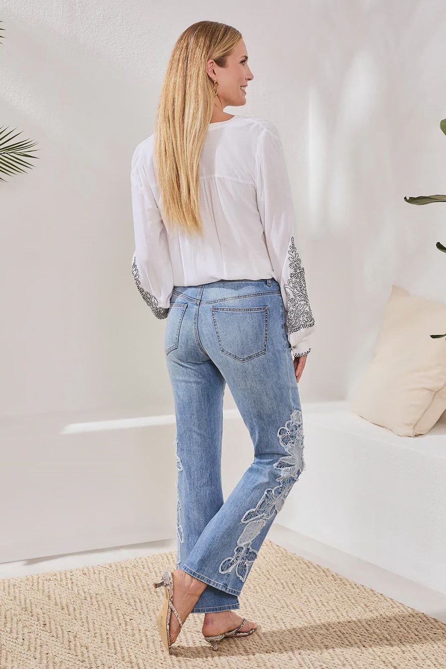 Jean Sophia Curvy Hugging Flare Embroidered