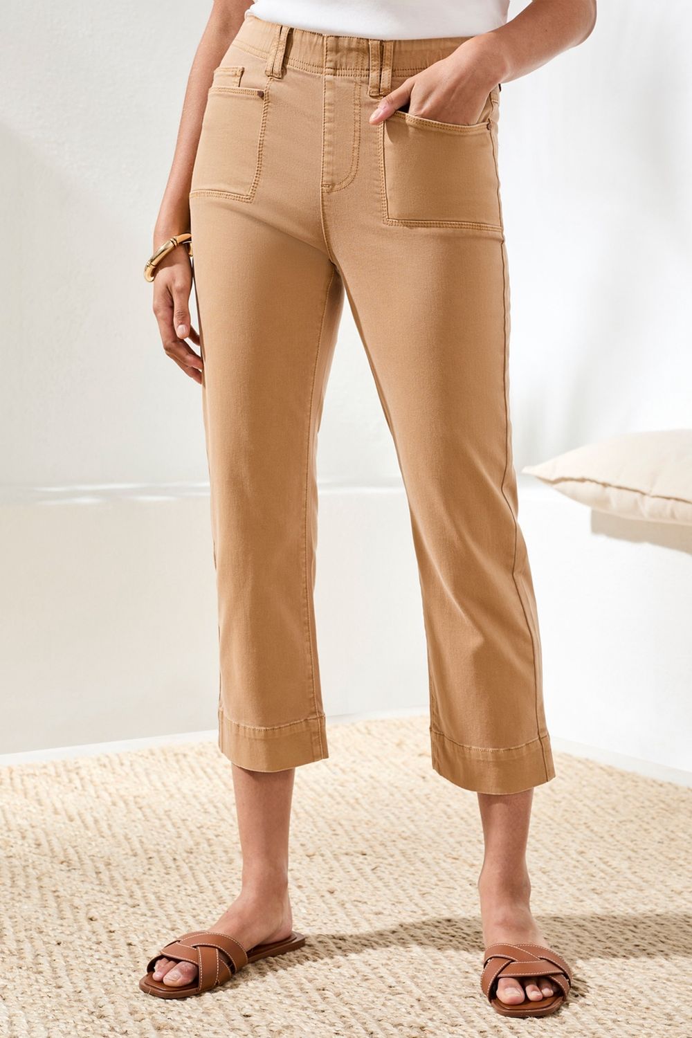 Capri 5 pocket Pull On Kick Flare, Colour: Sesame, Size: 6