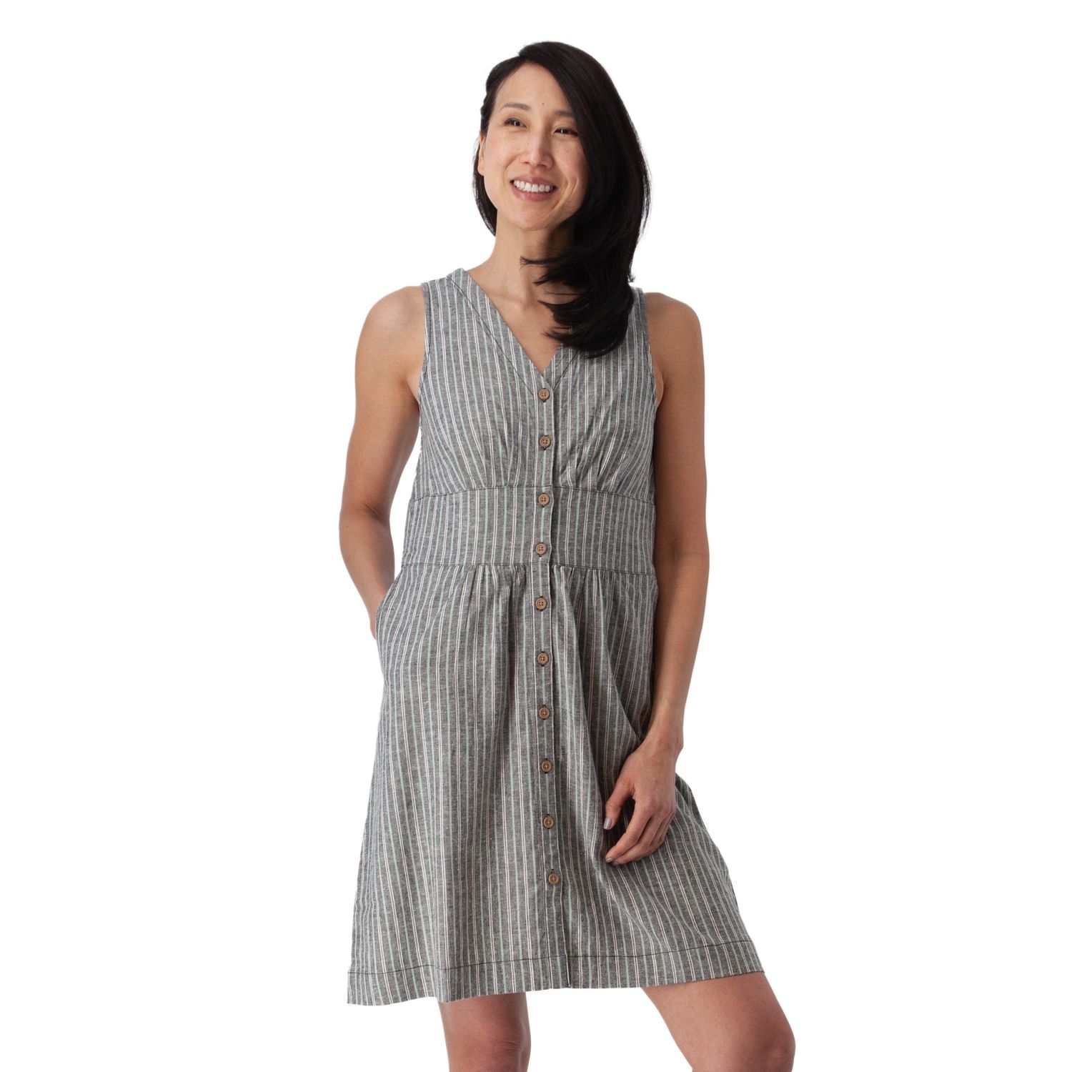 Dress Stripe Button Down Breezy, Colour: Black, Size: S