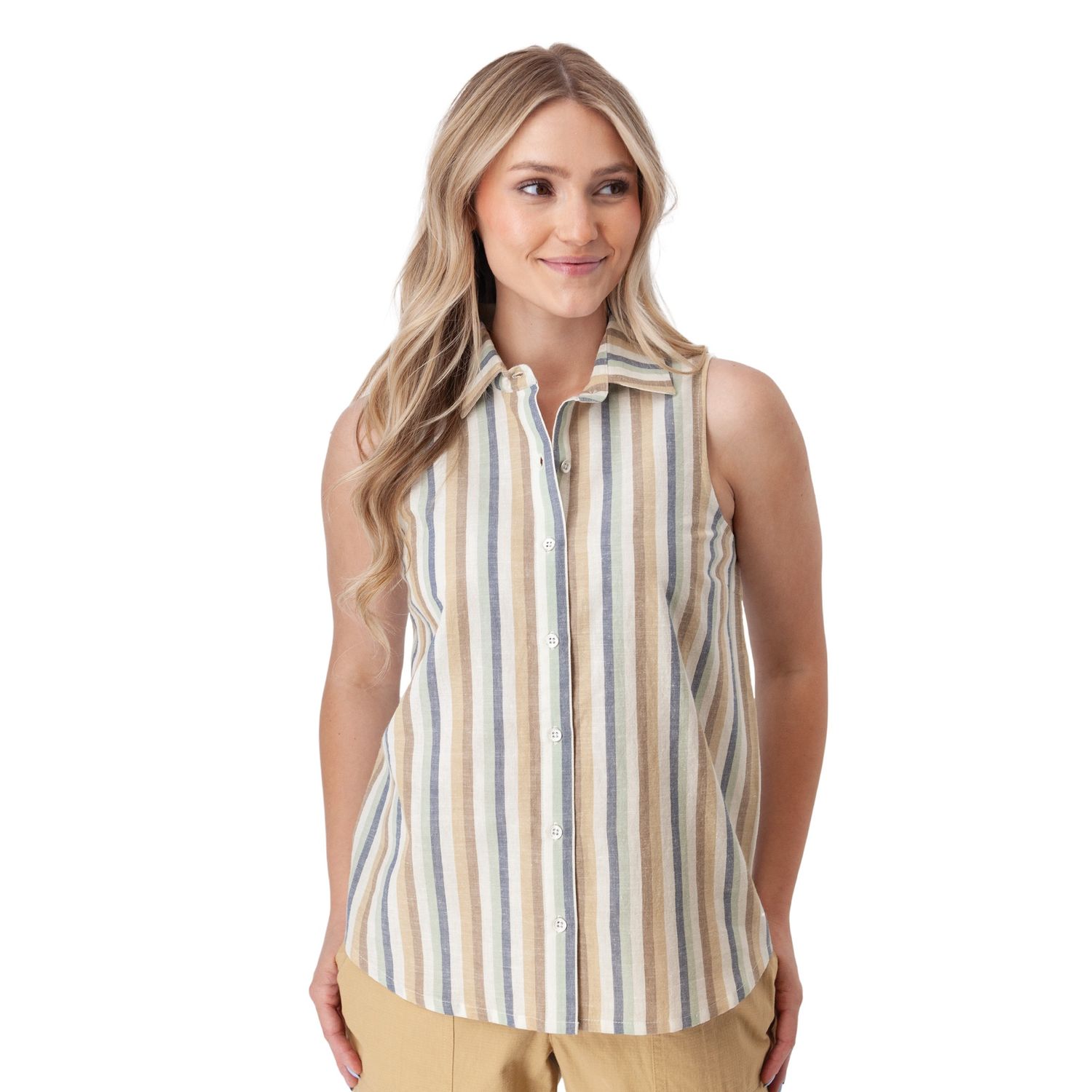 Tank Top Aviva Button Down Stripe, Colour: Ceramic, Size: S