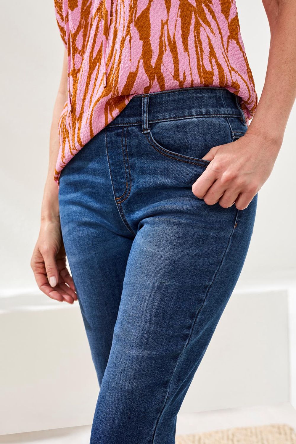 Pedal Pusher Pull on Audrey Boundless Denim, Colour: FadedBlue, Size: XS