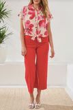 Blouse  Short Sleeve Button and Tie Front