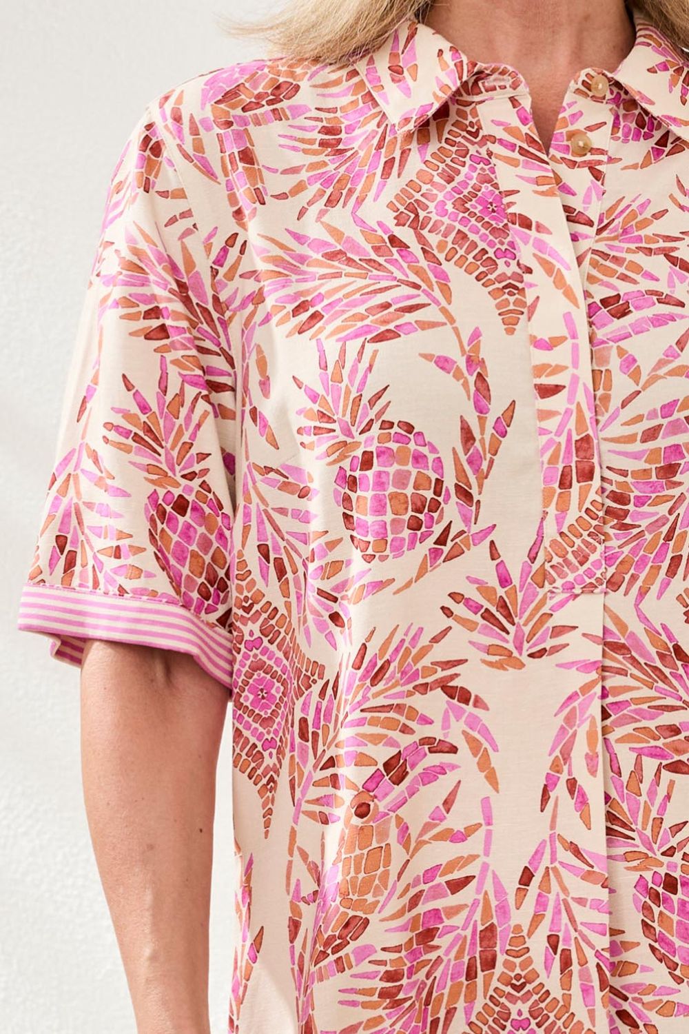 Dress Linen Rayon Blend Short sleeve with Collar