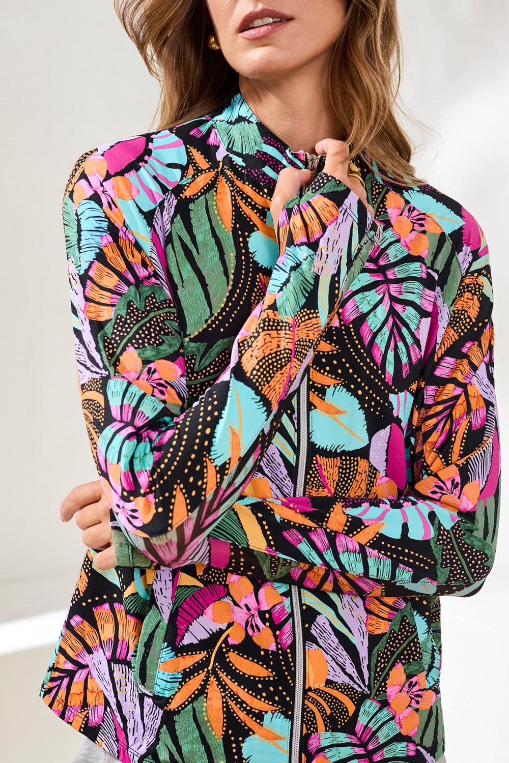 Cardigan L/S Mock Neck Zip Front