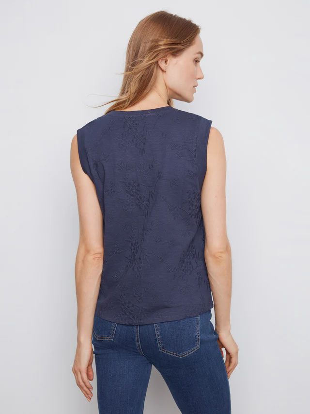 Tank N/S Floral Embroidered
