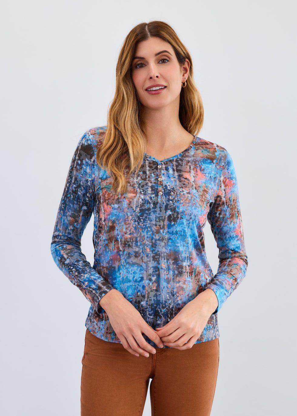 Top Long sleeve V-Neck, Colour: White Chapel, Size: M