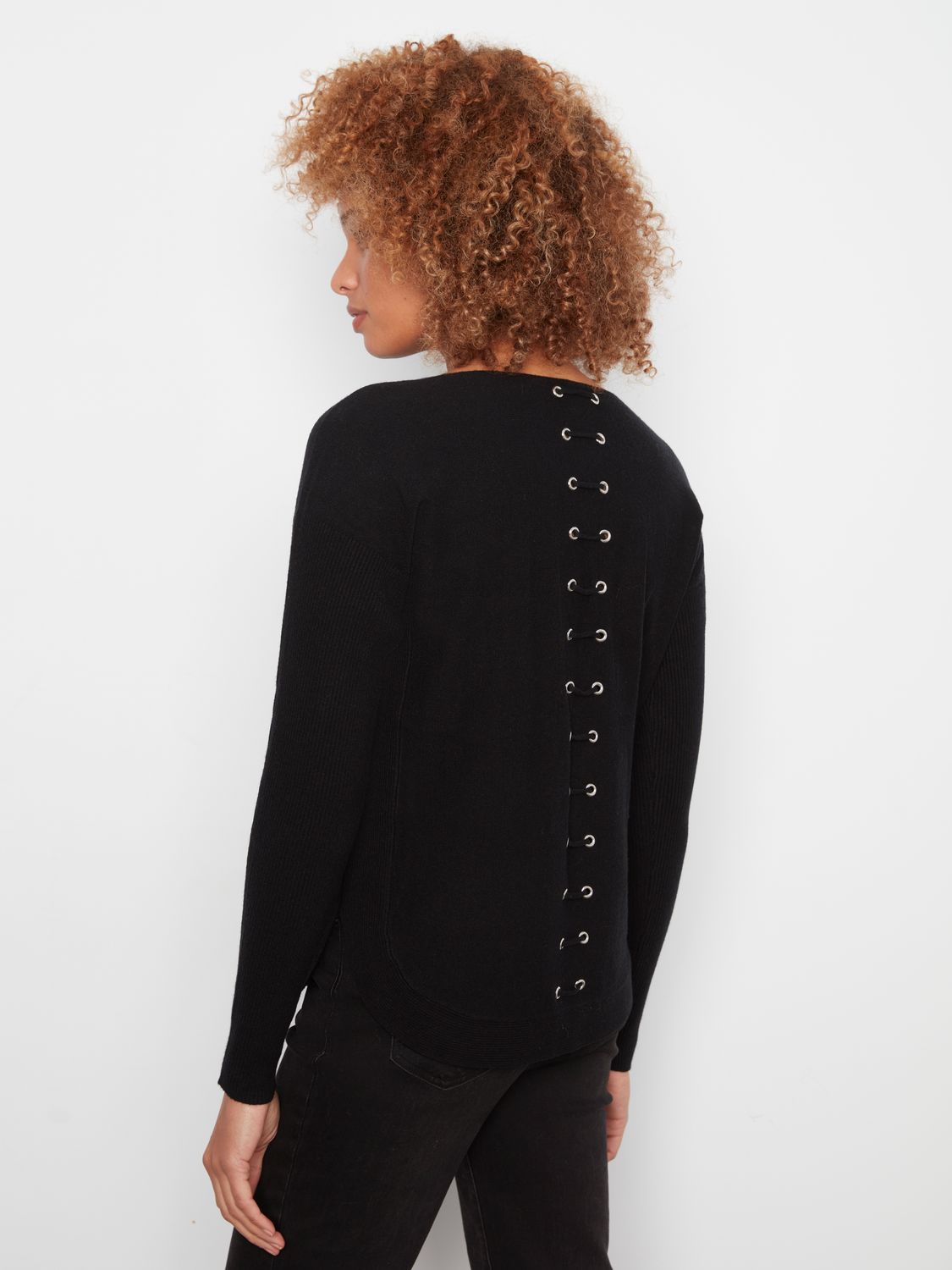 Sweater Boat neck Eyelet Back
