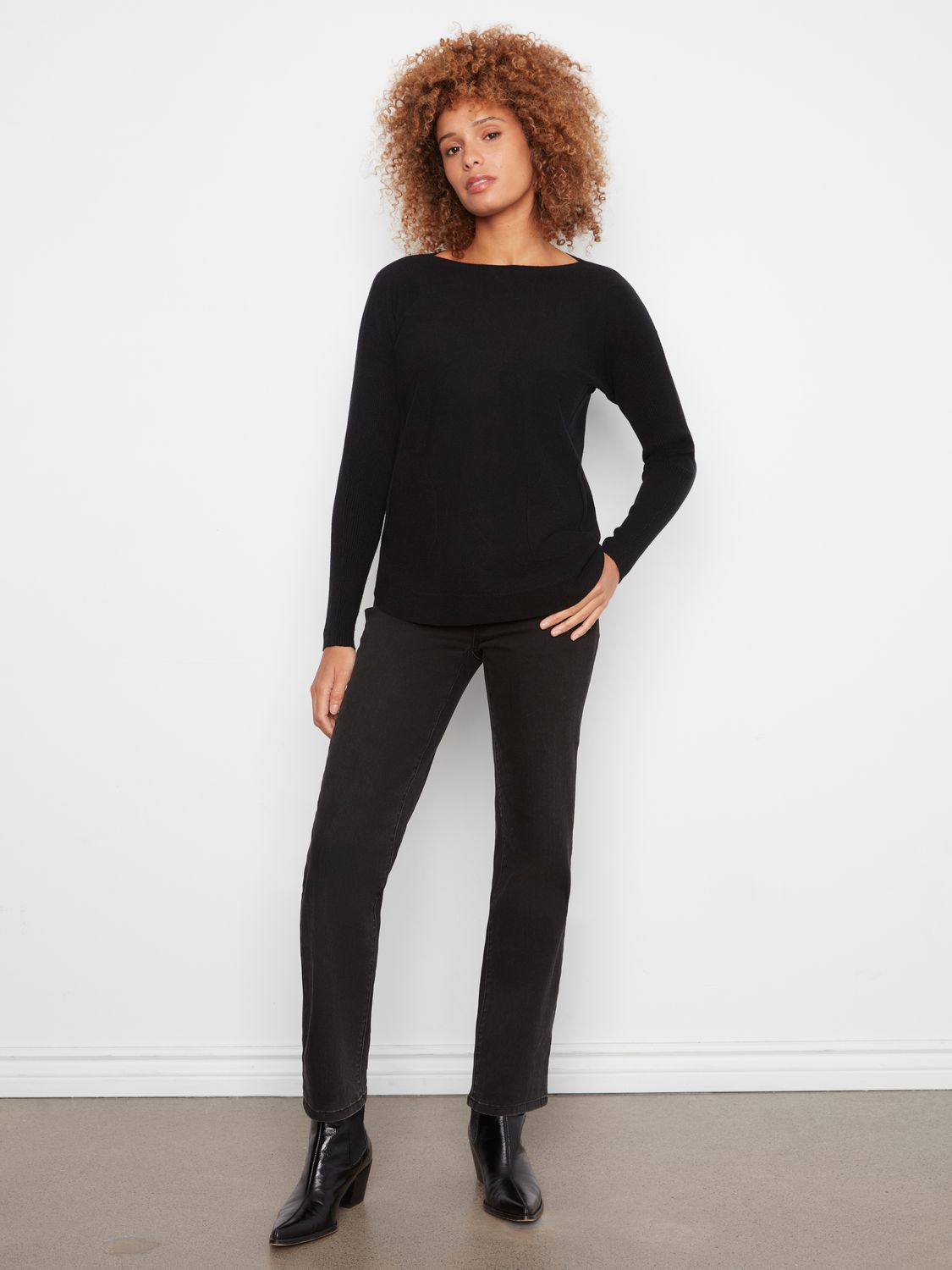 Sweater Boat neck Eyelet Back