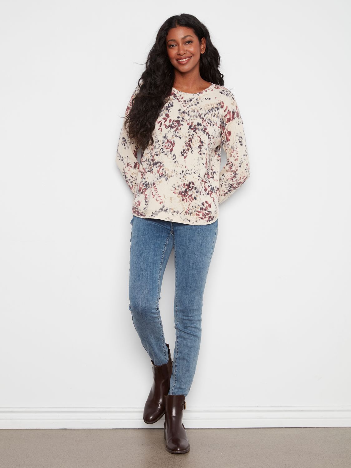 Sweater Crew Neck  Printed Long Sleeve