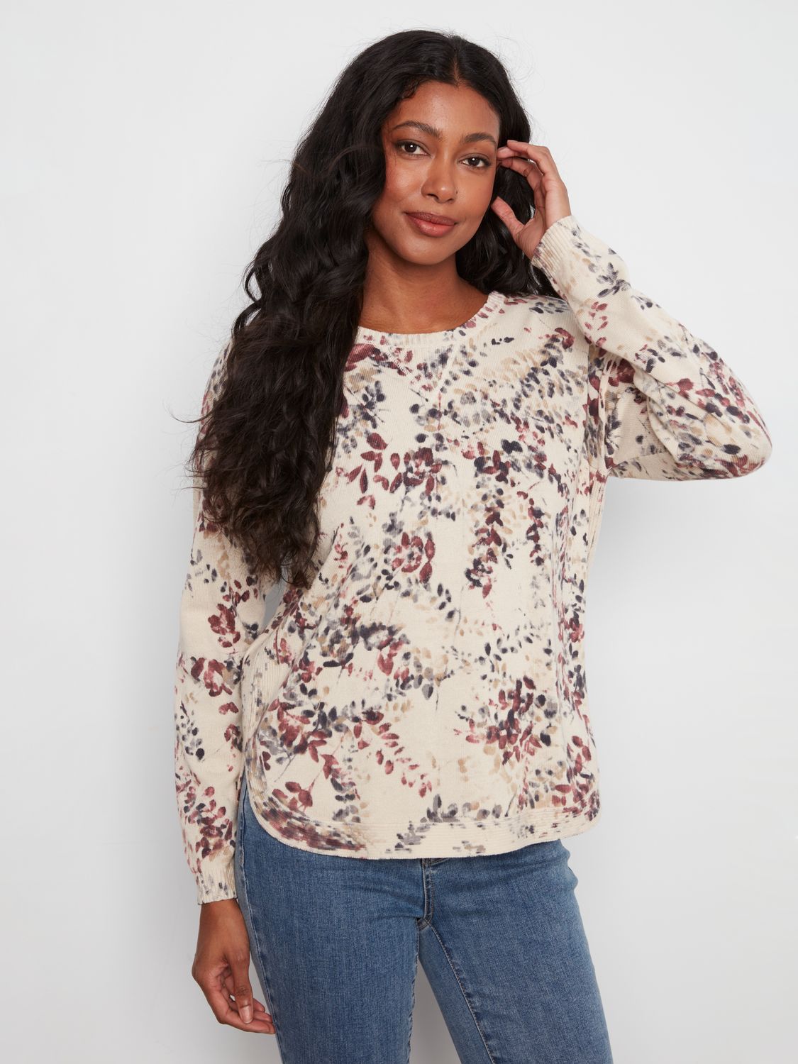 Sweater Crew Neck  Printed Long Sleeve, Colour: Poetry, Size: S