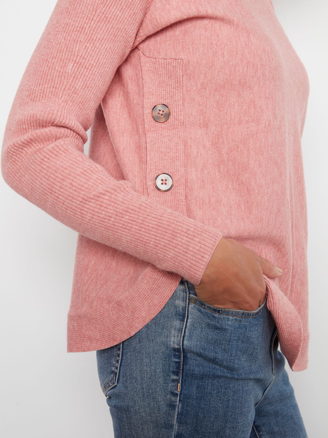 Sweater L/S drop shoulder Boat neck side buttons
