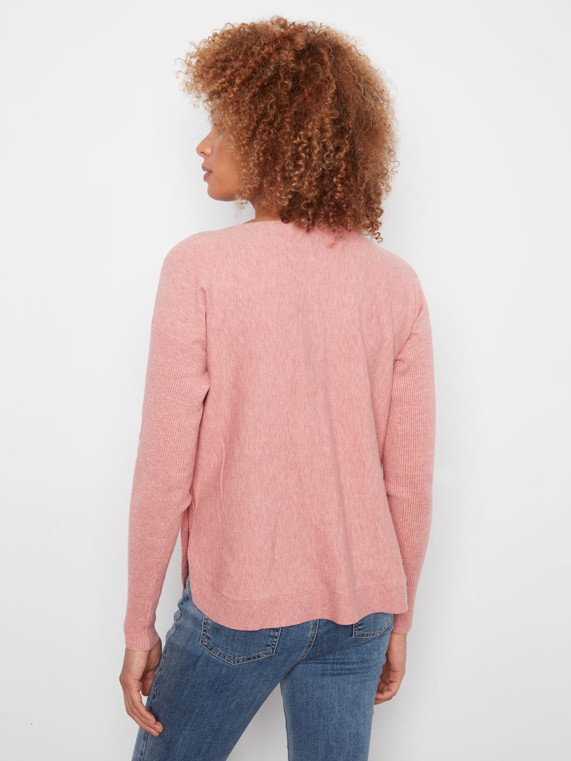 Sweater L/S drop shoulder Boat neck side buttons