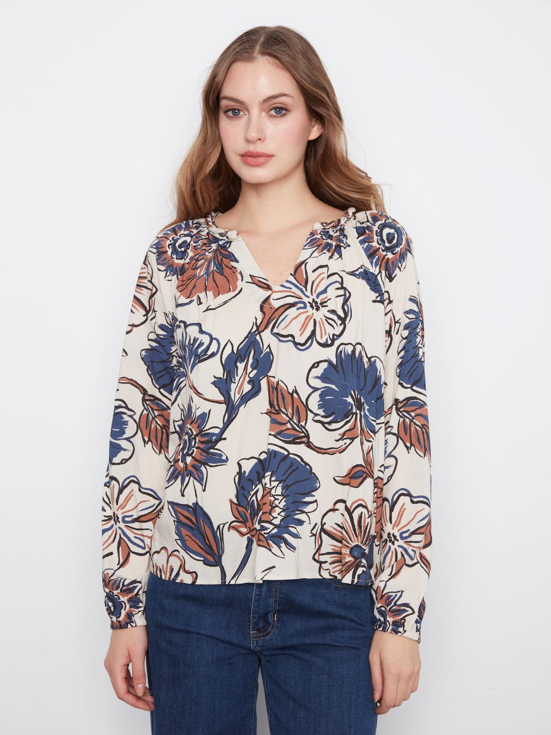 Blouse printed raglan sleeve