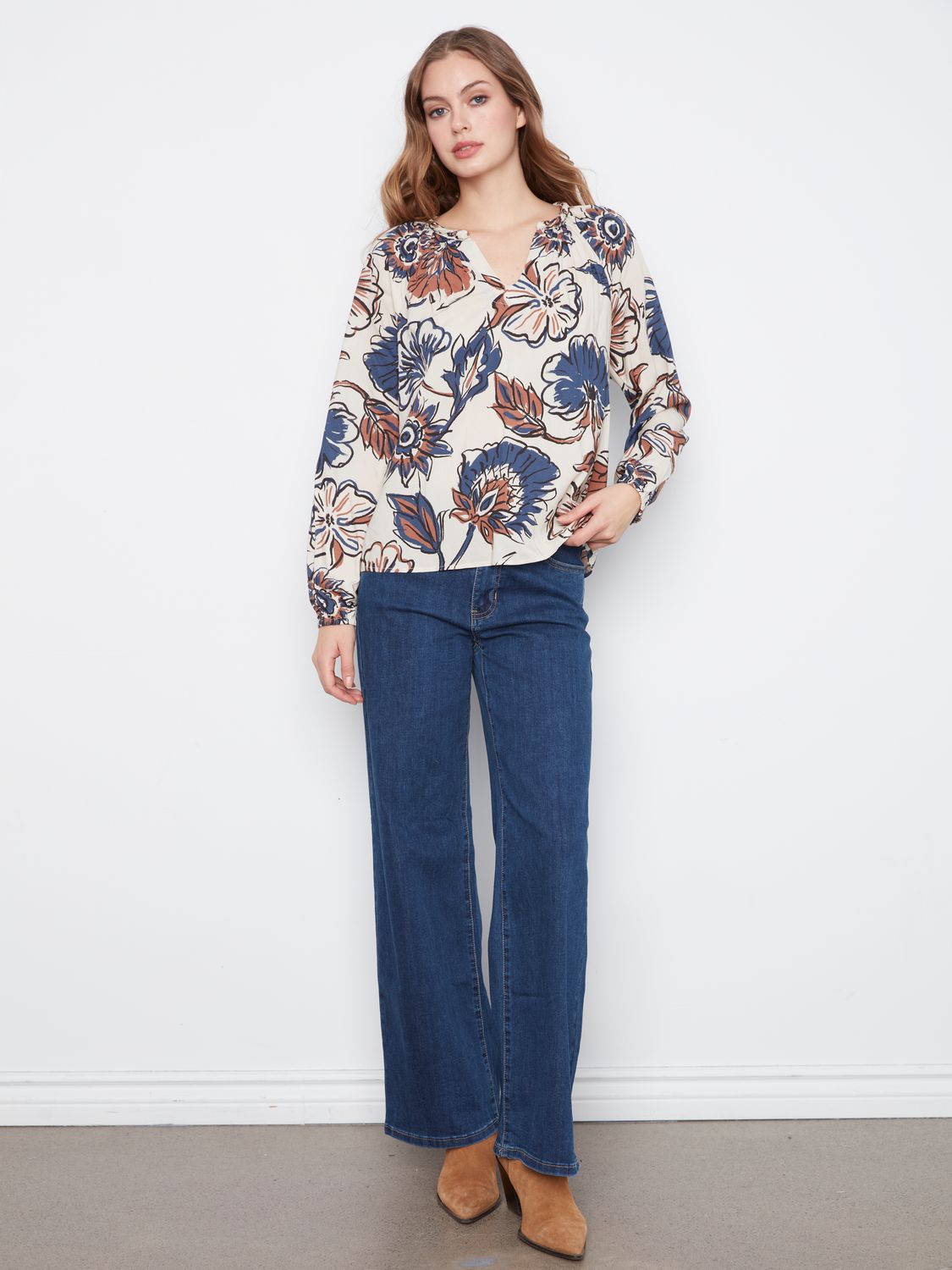 Blouse printed raglan sleeve