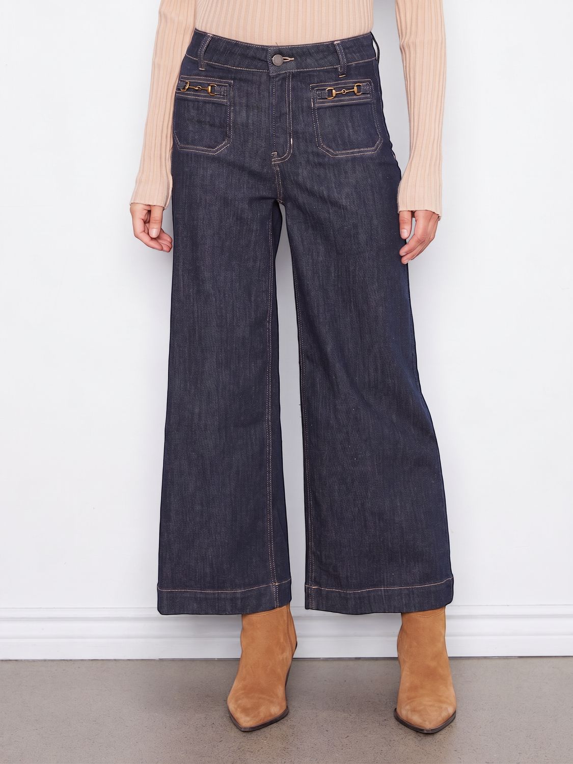 Jean Crop wide with horsebit on pocket
