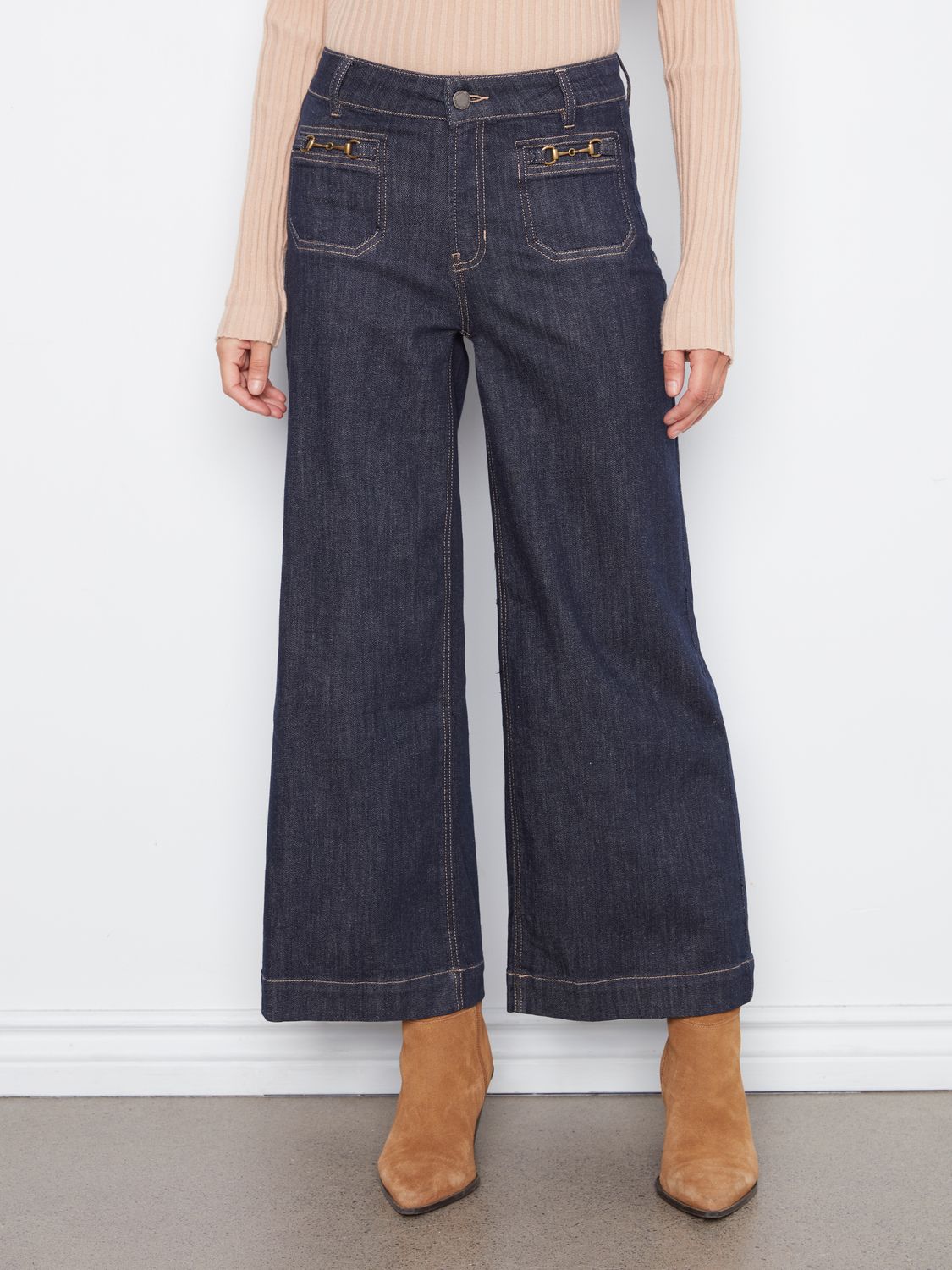 Jean Crop wide with horsebit on pocket, Colour: Deep Blue, Size: 4