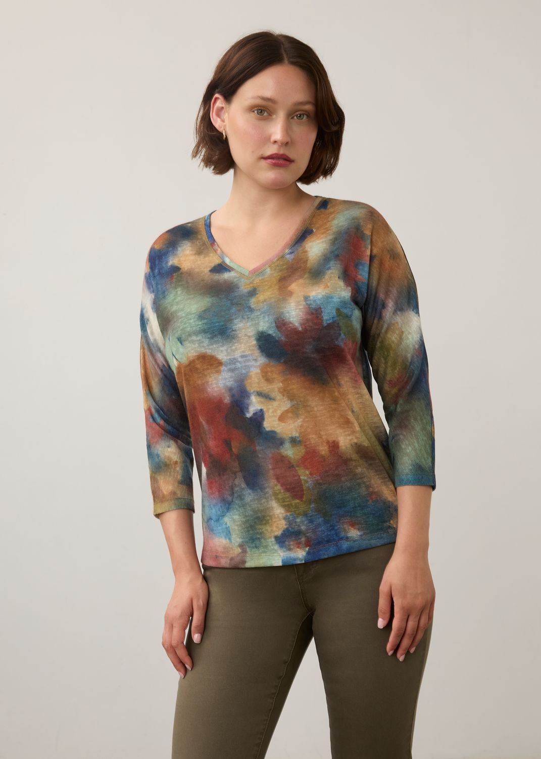 Top Drop Shoulder  V neck, Colour: Courage, Size: S