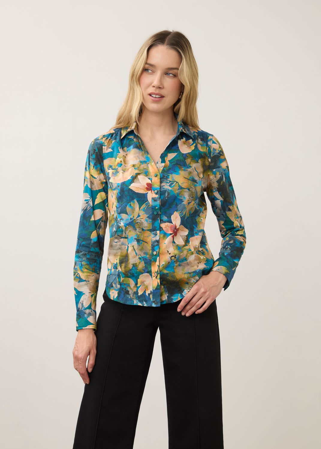 Shirt Long Sleeve Split Neck