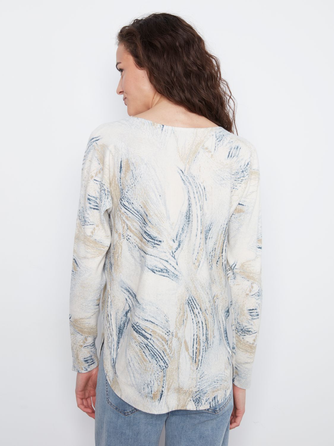 Sweater L/S Boat neck printed Sweater with Pockets