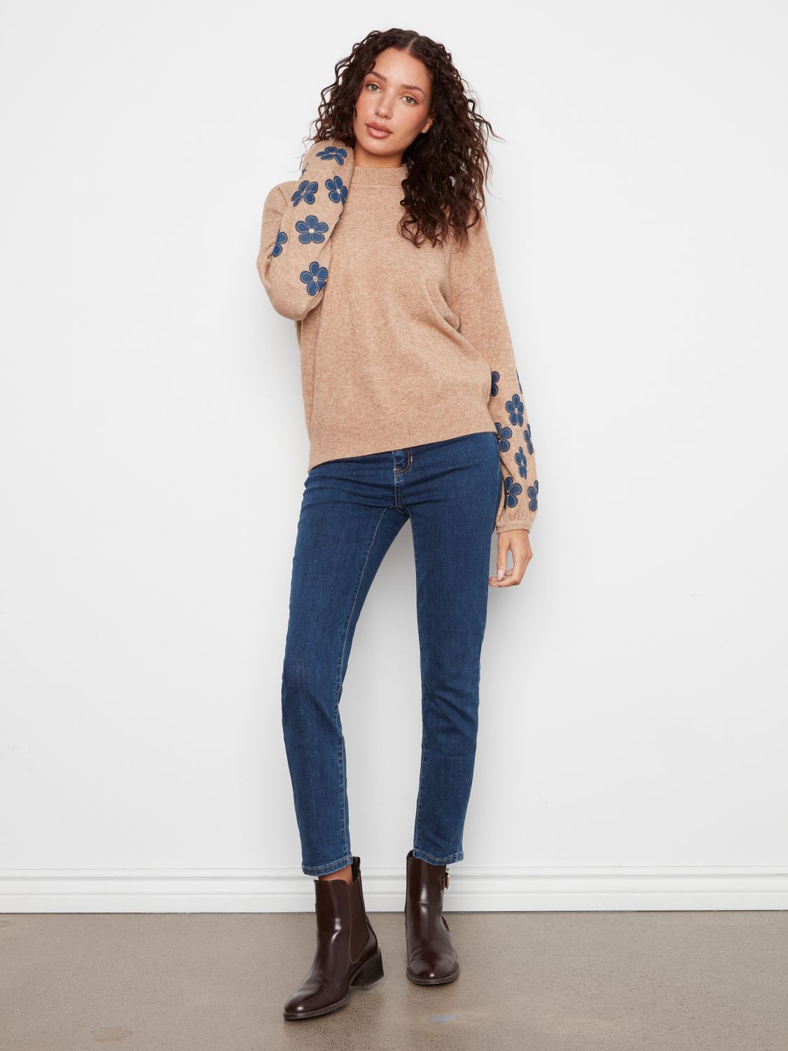 Sweater Mock Neck with Placed Print