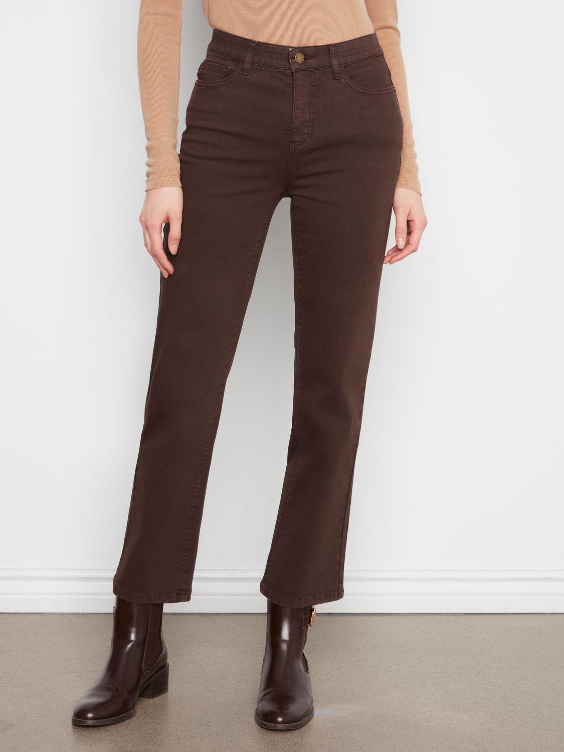 Pant Twill Pull on Straight leg, Colour: Coffee, Size: 6