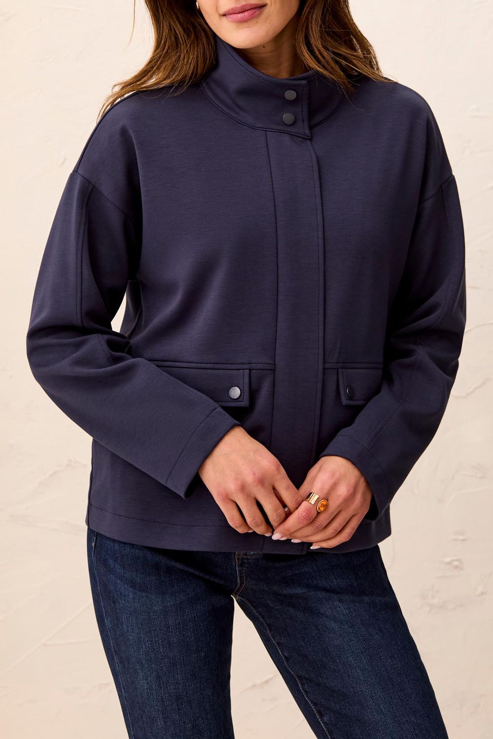 Jacket Zip front Utility With Lining, Colour: Sapphire, Size: S