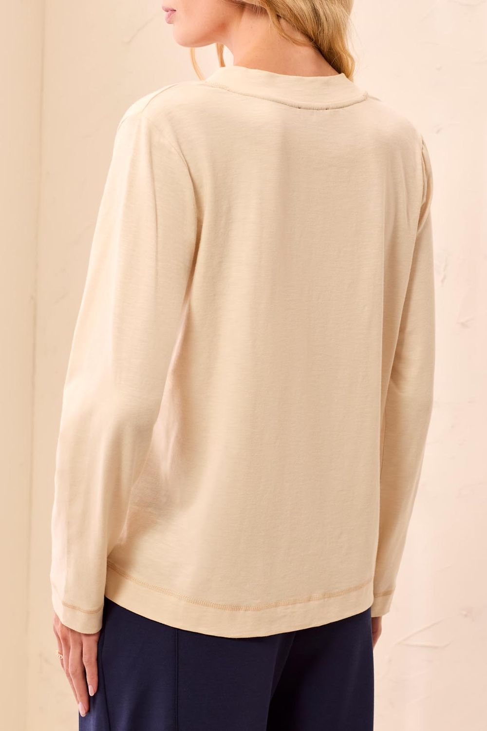 Top L/S V-neck Slub Knit