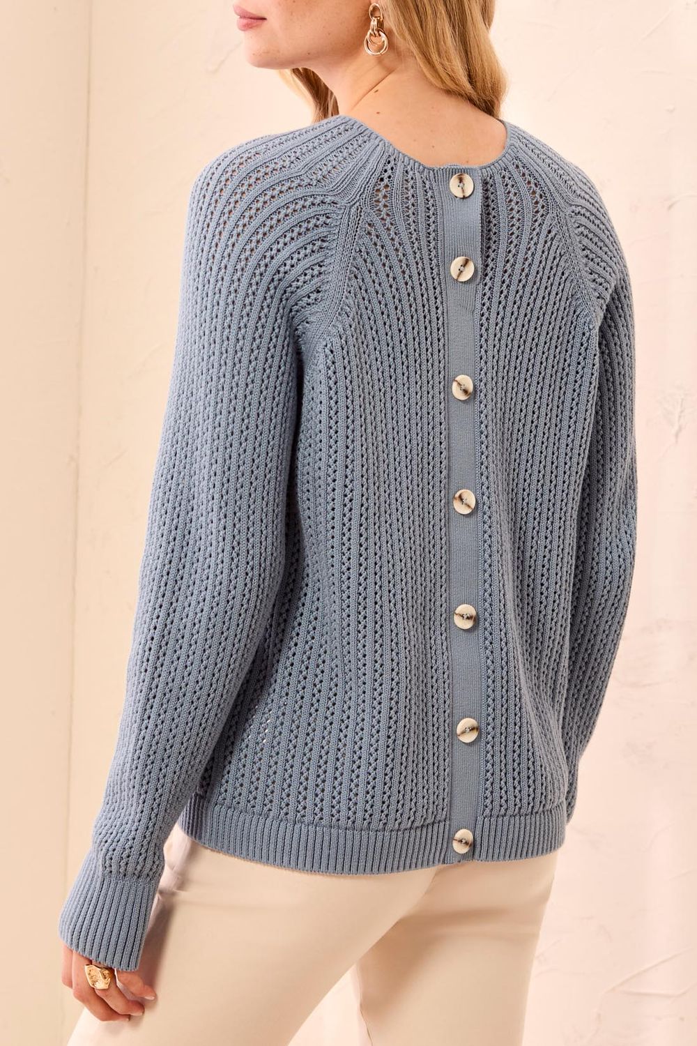 Sweater Pointelle L/S Button up back